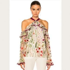 ALEXIS Kylie top ivory garden embroidered